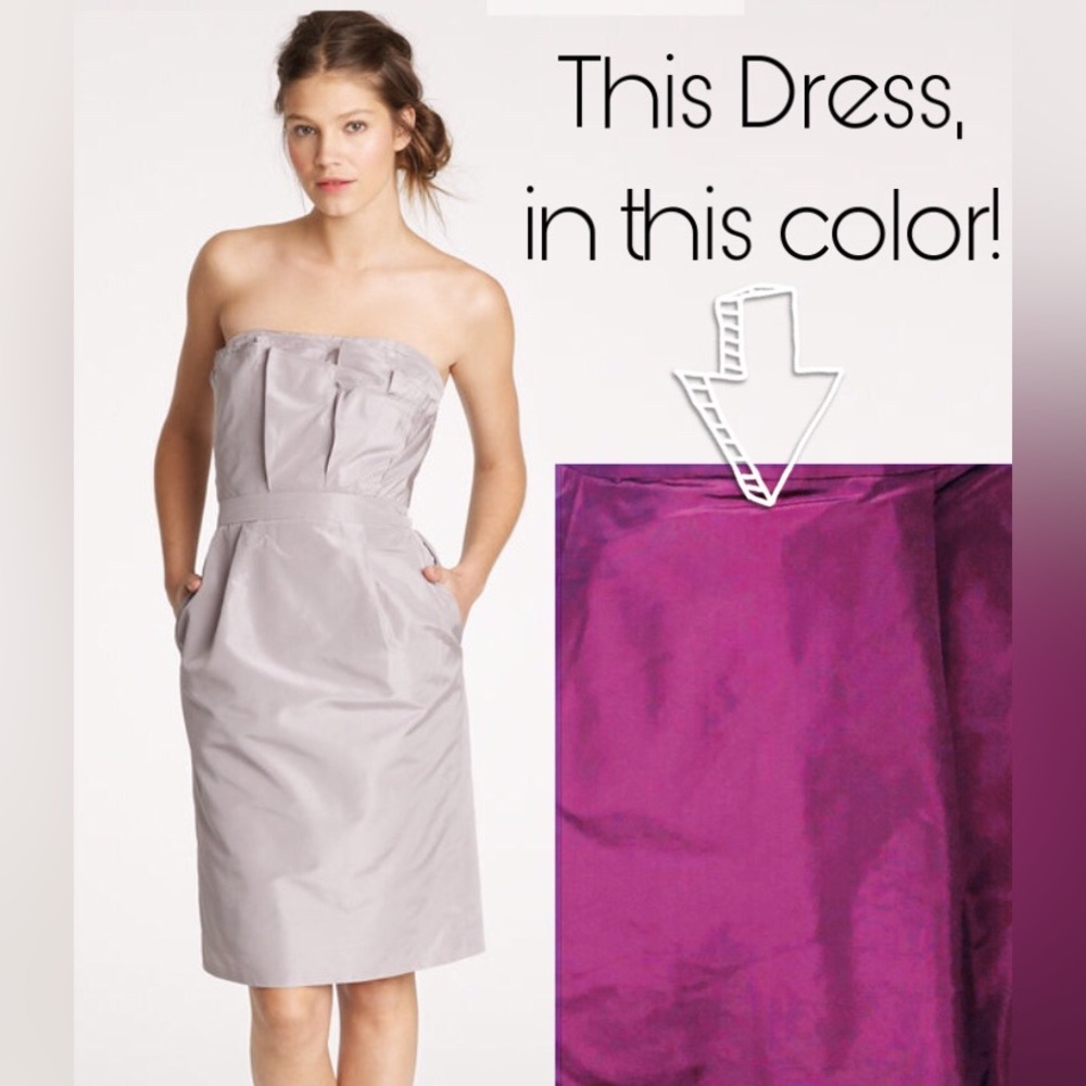 👾 NEW 4 JCrew MIKA short dress bridesmaid formal purple Taffeta Small Strapless